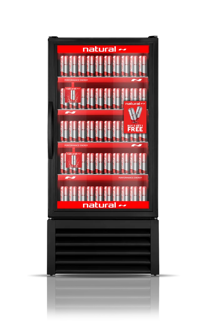 Natural Energy branded retail cooler